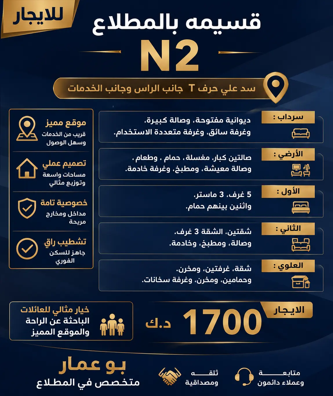 للإيجار بيت في المطلاع