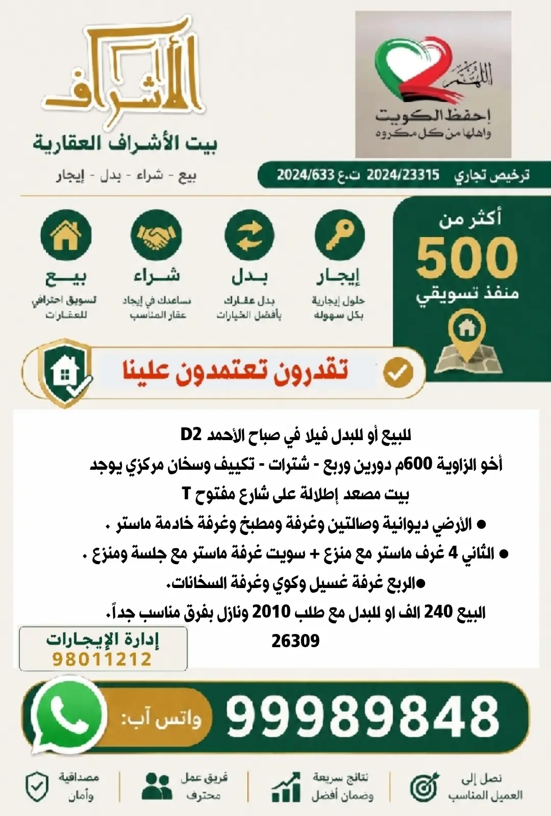 Sale House in Sabah Al-Ahmad Residential City
